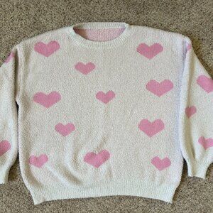 Boutique Sweater with Pink Hearts for Valentine's Day